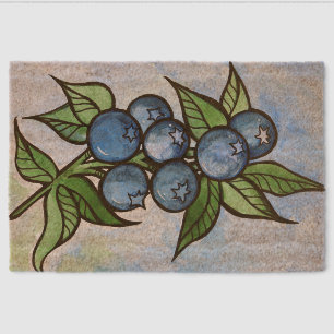 Watercolor Blueberries Fiber Doormat