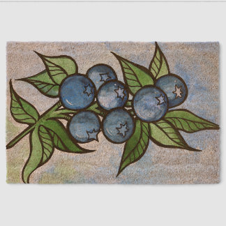 Watercolor Blueberries Fiber Doormat