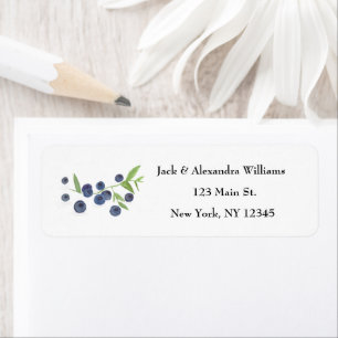 Watercolor Blueberries Fruit return address Label