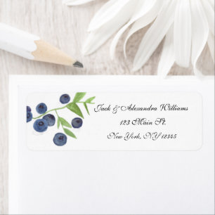 Watercolor Blueberries Fruit return address Label