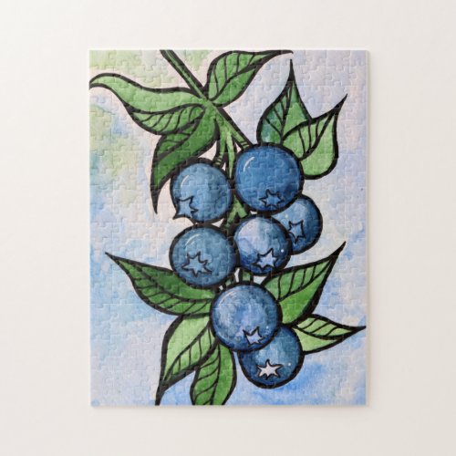 Watercolor Blueberries Jigsaw Puzzle