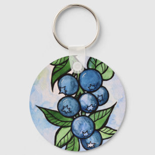 Watercolor Blueberries Keychain
