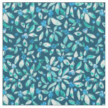 Watercolor blueberries on teal background fabric