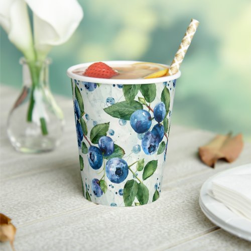 Watercolor Blueberries Paper Cups