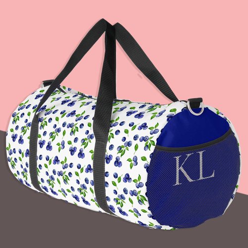 Watercolor Blueberries Pattern Berry Custom  Duffle Bag