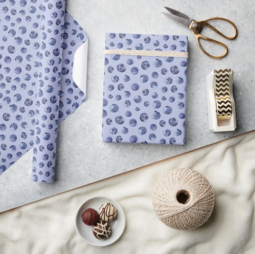 Watercolor blueberries pattern wrapping paper