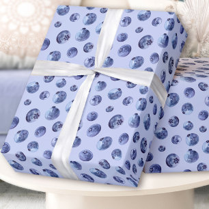 Watercolor blueberries pattern wrapping paper