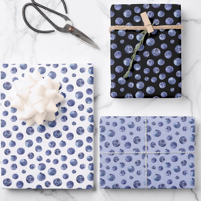 Watercolor blueberries pattern  wrapping paper sheets (Watercolor blueberries pattern wrapping paper sheets)