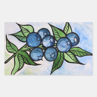 Watercolor Blueberries Rectangular Sticker