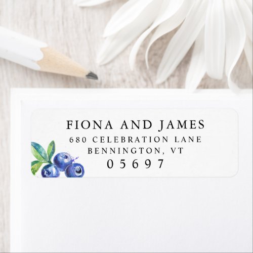 Watercolor Blueberries Return Address Label