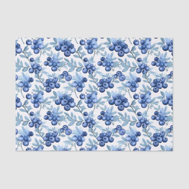 Watercolor Blueberries Tissue Paper (Front)