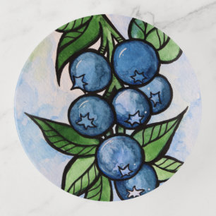 Watercolor Blueberries Trinket Tray