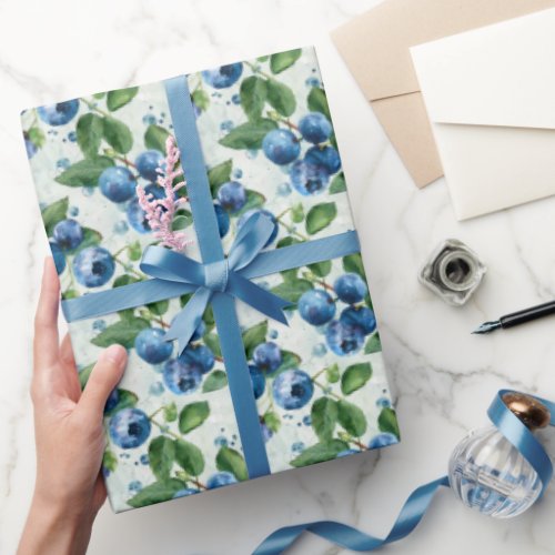 Watercolor Blueberries Wrapping Paper