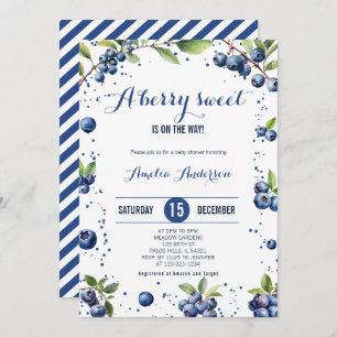 Watercolor Blueberry a Sweet Berry Boy Baby Shower Invitation