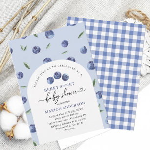 Watercolor Blueberry Baby shower  Invitation