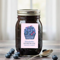 Watercolor Blueberry Basket Custom Homemade Jam