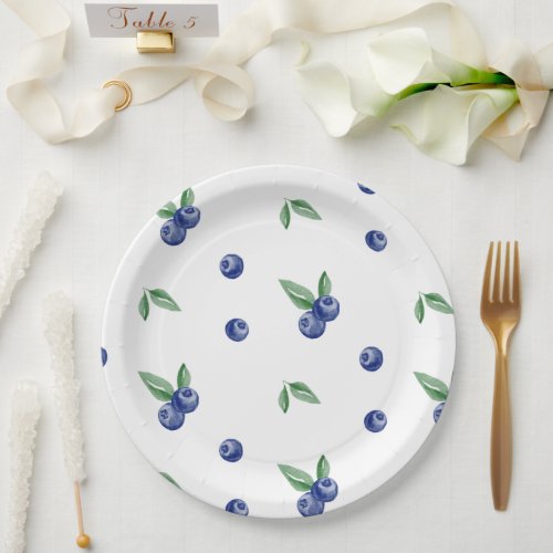 Watercolor blueberry berry sweet birthday  paper plates