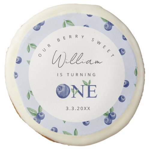 Watercolor Blueberry boy berry sweet 1st birthday Sugar Cookie
