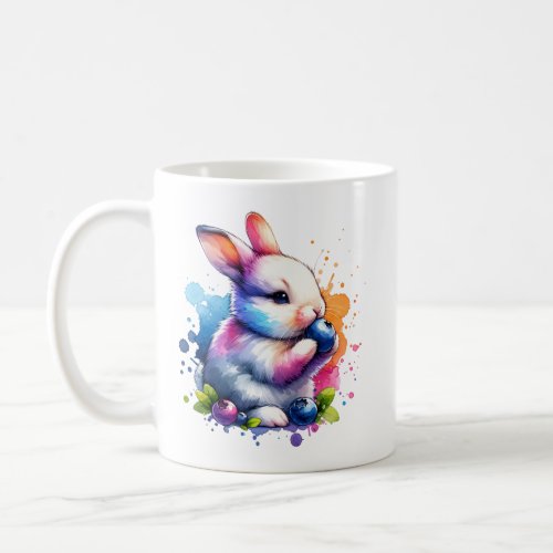 Watercolor Blueberry Bunny Coffee Mug