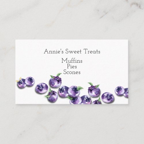 Watercolor Blueberry Business Card