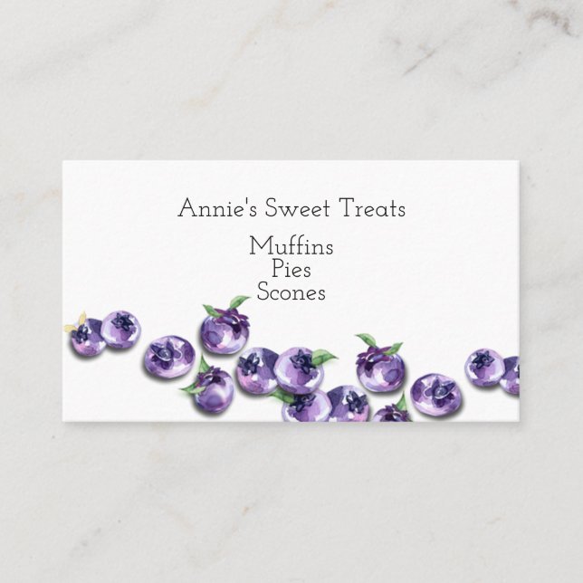 Watercolor Blueberry Business Card (Front)