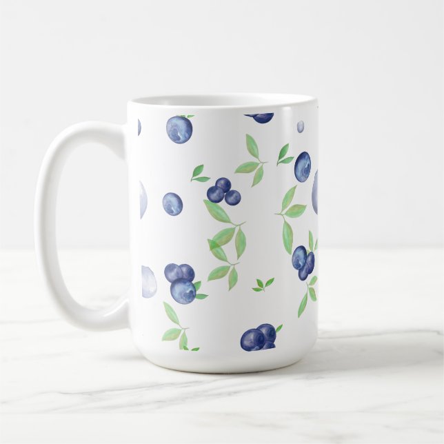 Watercolor Blueberry Coffee Mug (Left)