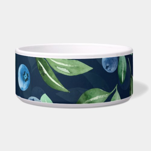 Watercolor Blueberry Dark Background Pattern Bowl