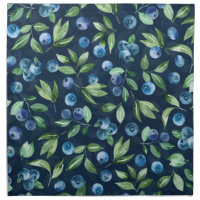 Watercolor Blueberry Dark Background Pattern