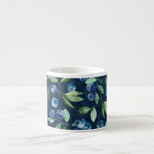 Watercolor Blueberry Dark Background Pattern Espresso Cup