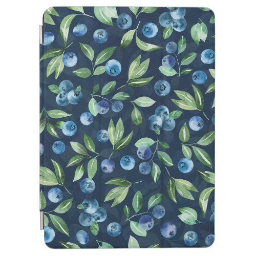 Watercolor Blueberry Dark Background Pattern iPad Air Cover