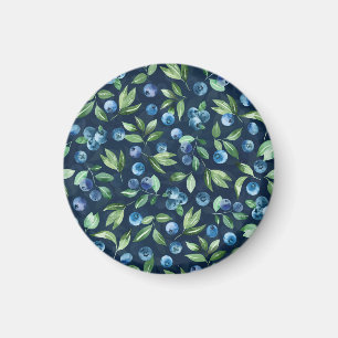 Watercolor Blueberry Dark Background Pattern Magnet