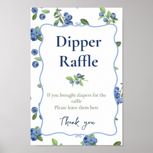 Watercolor Blueberry Diaper Raffle Poster