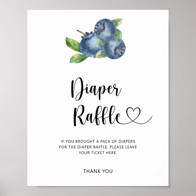 Watercolor blueberry - diaper raffle poster