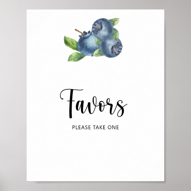 Watercolor blueberry favors poster (Front)
