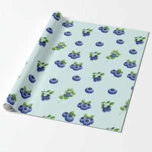 Watercolor Blueberry Fruit  Wrapping Paper