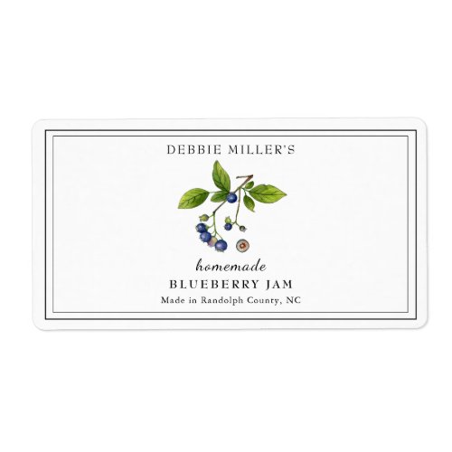 Watercolor Blueberry Jam Rectangular  Label