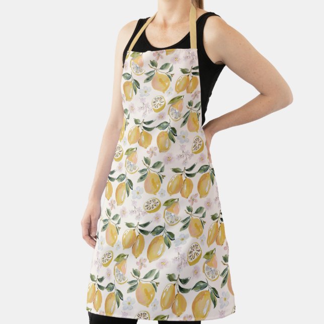 Watercolor Blueberry Pattern Apron (Insitu)