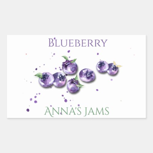 Watercolor Blueberry Rectangle Stickers