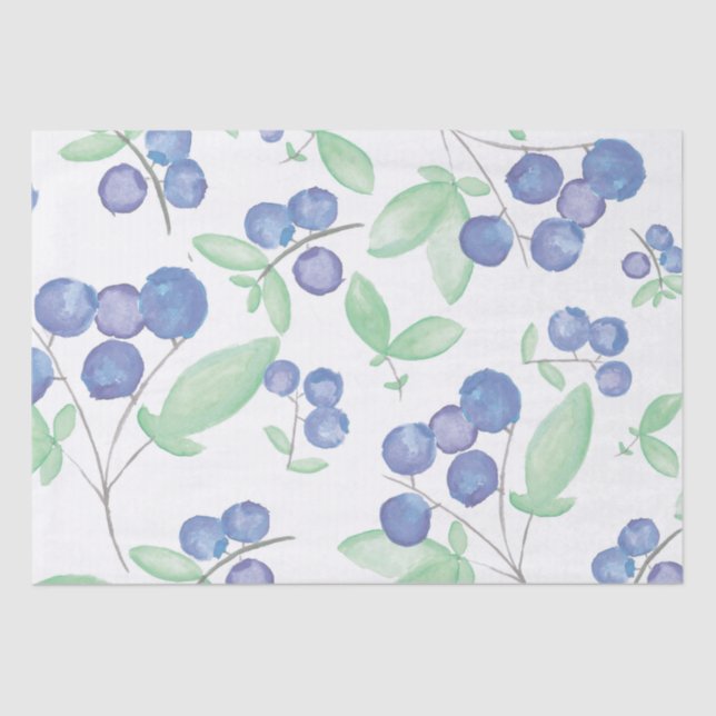 Watercolor Blueberry Tissue Paper (Front)