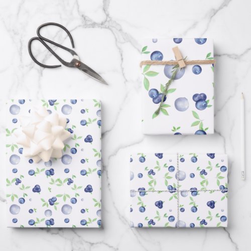 Watercolor Blueberry Wrapping Paper Sheets