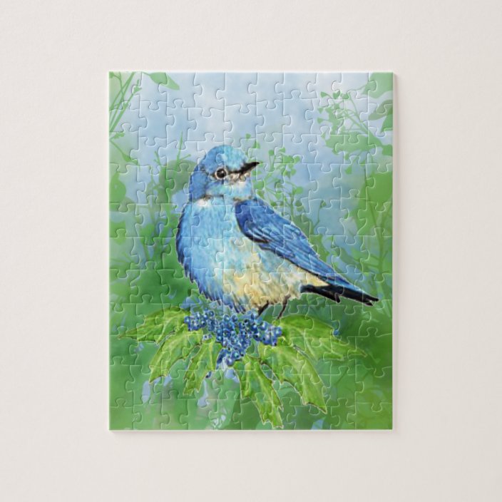 Watercolor Bluebird Bird Nature Art Jigsaw Puzzle Zazzle Com