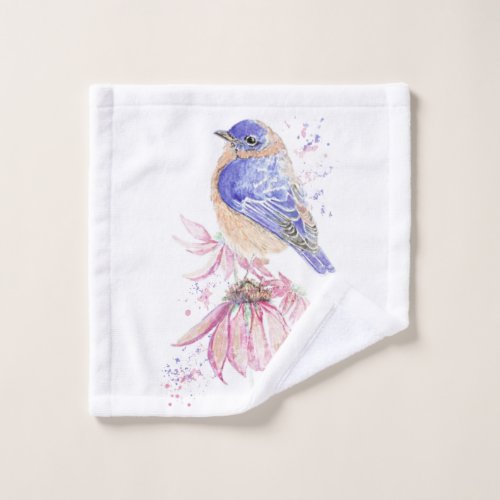 Watercolor Bluebird Garden Bird Animal Nature Art Wash Cloth