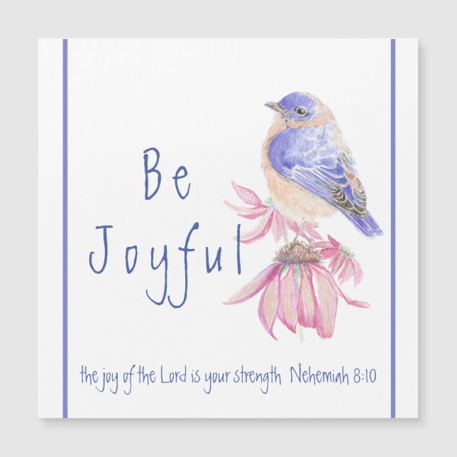 Watercolor Bluebird Joy of the Lord Bible Quote (Front)