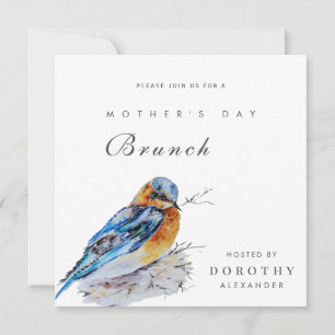 Watercolor Bluebird Mother's Day Brunch Invitation