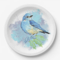 Watercolor Bluebird Pretty Blue Garden Bird Art