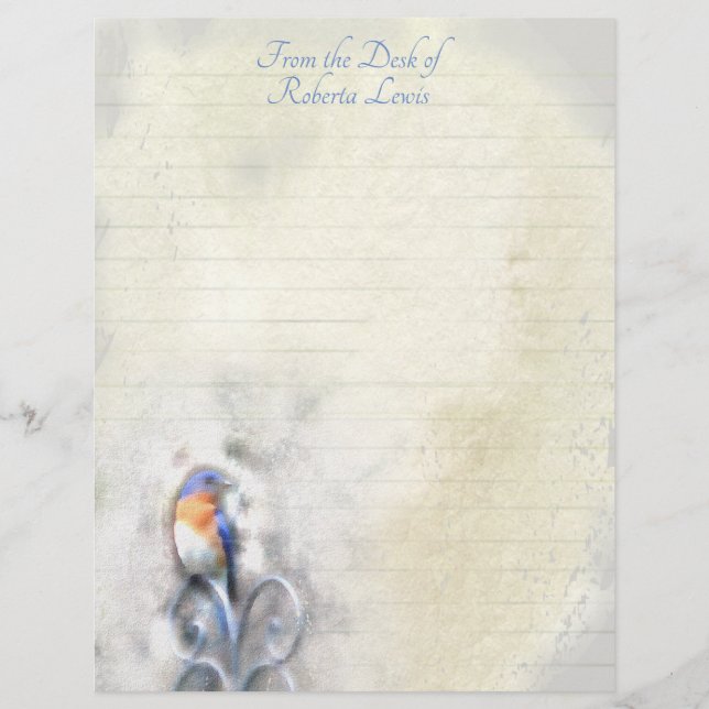 Watercolor Bluebird Stationery (Front)