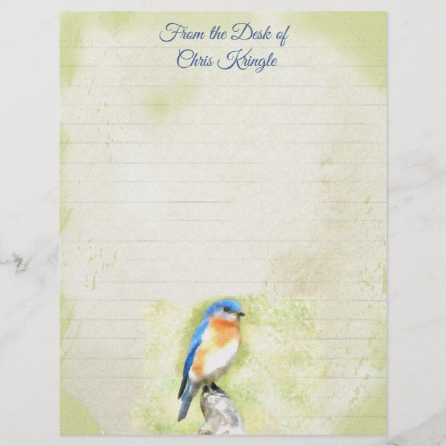 Watercolor Bluebird Stationery (Front)