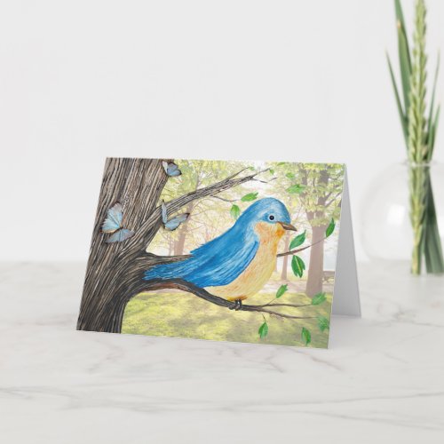 Watercolor Bluebird  Thank You Card