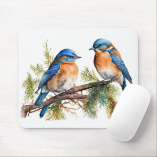 Watercolor Bluebirds Mouse Pad