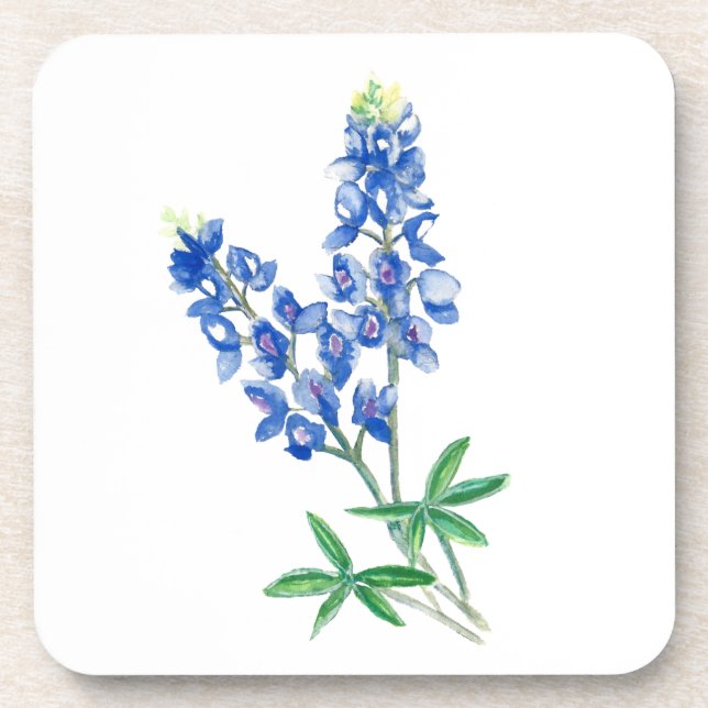 Watercolor Bluebonnet 3 Beverage Coaster (Front)